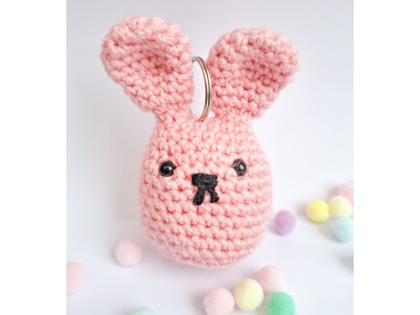 Mini amigurumi bunny crochet pattern - Mellow the mini bunny no sew crochet keychain