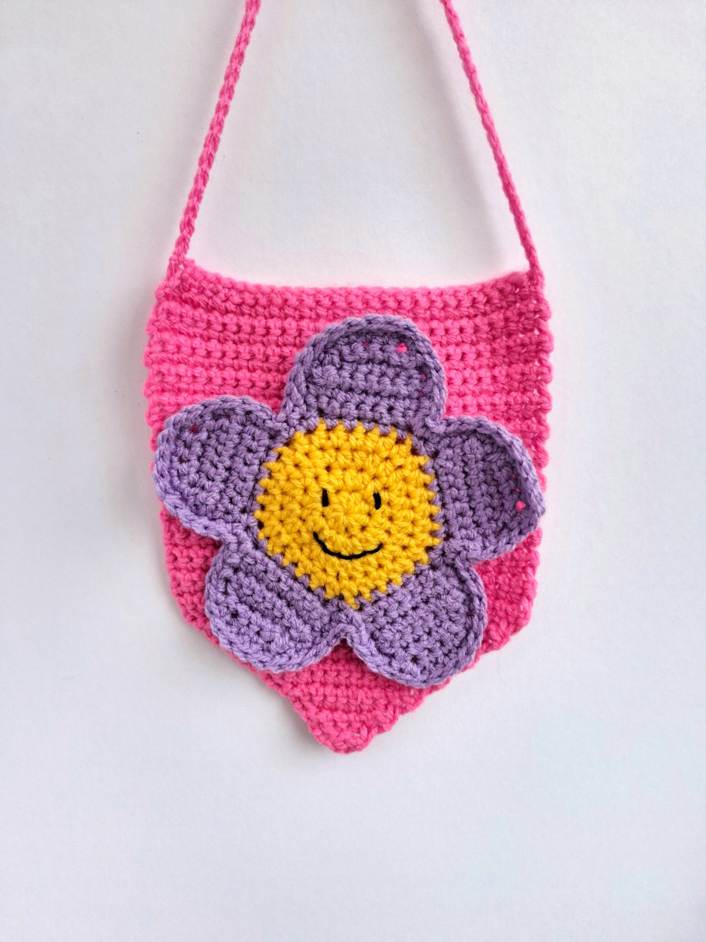 Crochet flower wall hanging crochet pattern - happy flower quick and easy crochet pattern - Digital download only