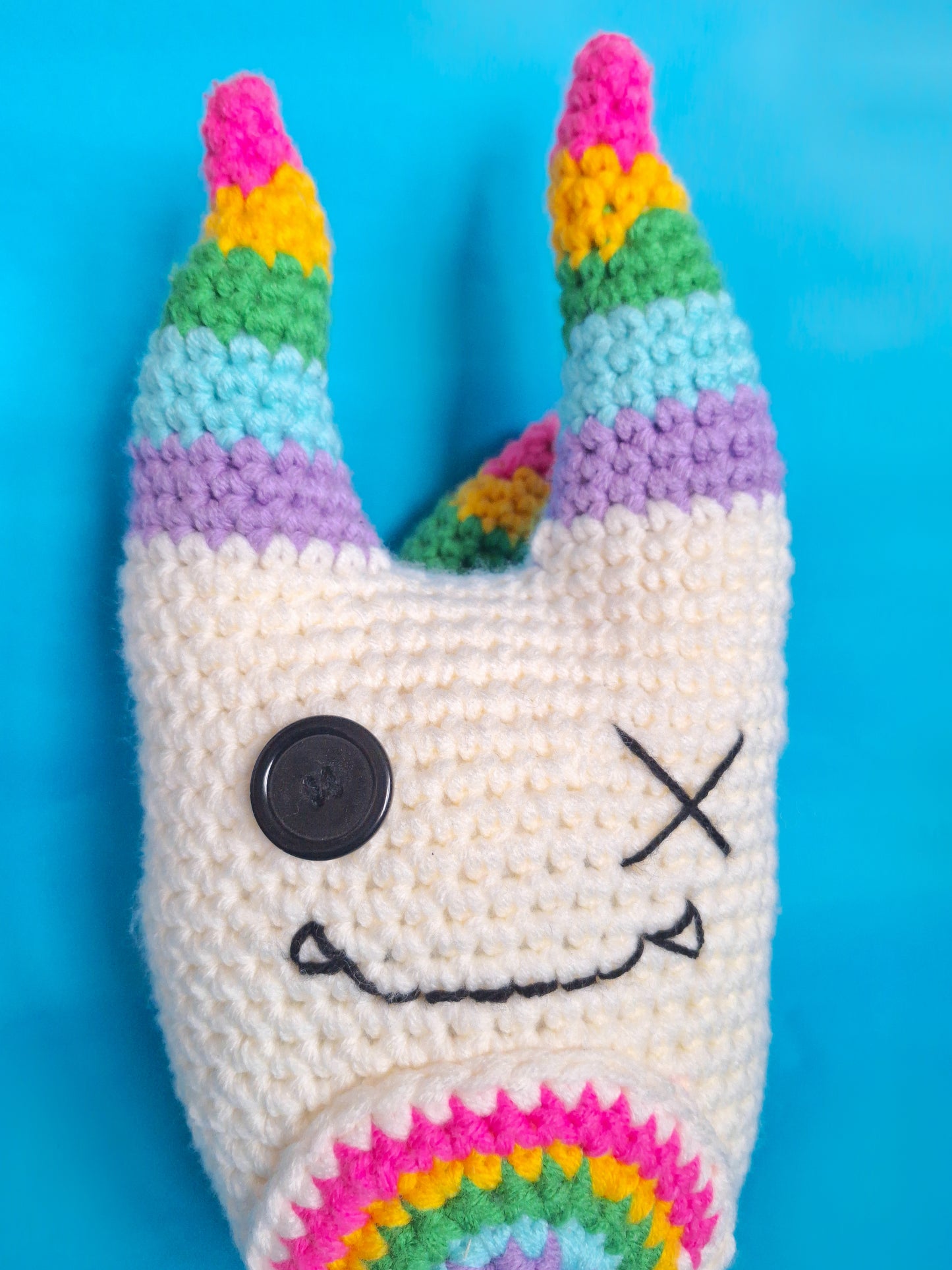 Creepy cute Monster crochet pattern - rainbow crochet amigurumi monster plushie