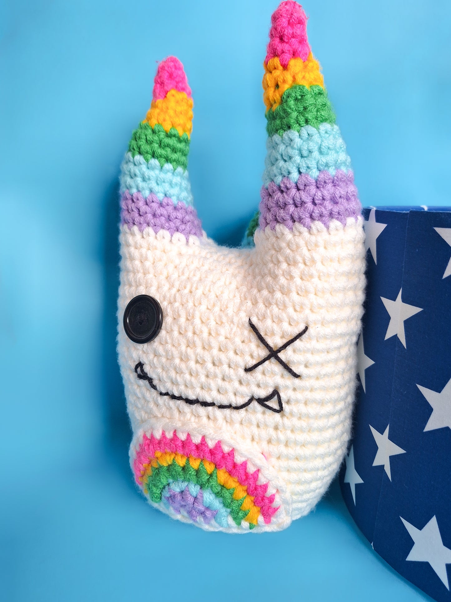 Creepy cute Monster crochet pattern - rainbow crochet amigurumi monster plushie