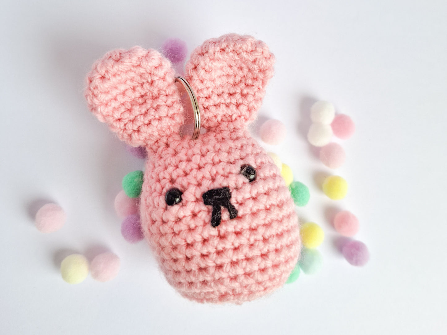 Mini amigurumi bunny crochet pattern - Mellow the mini bunny no sew crochet keychain