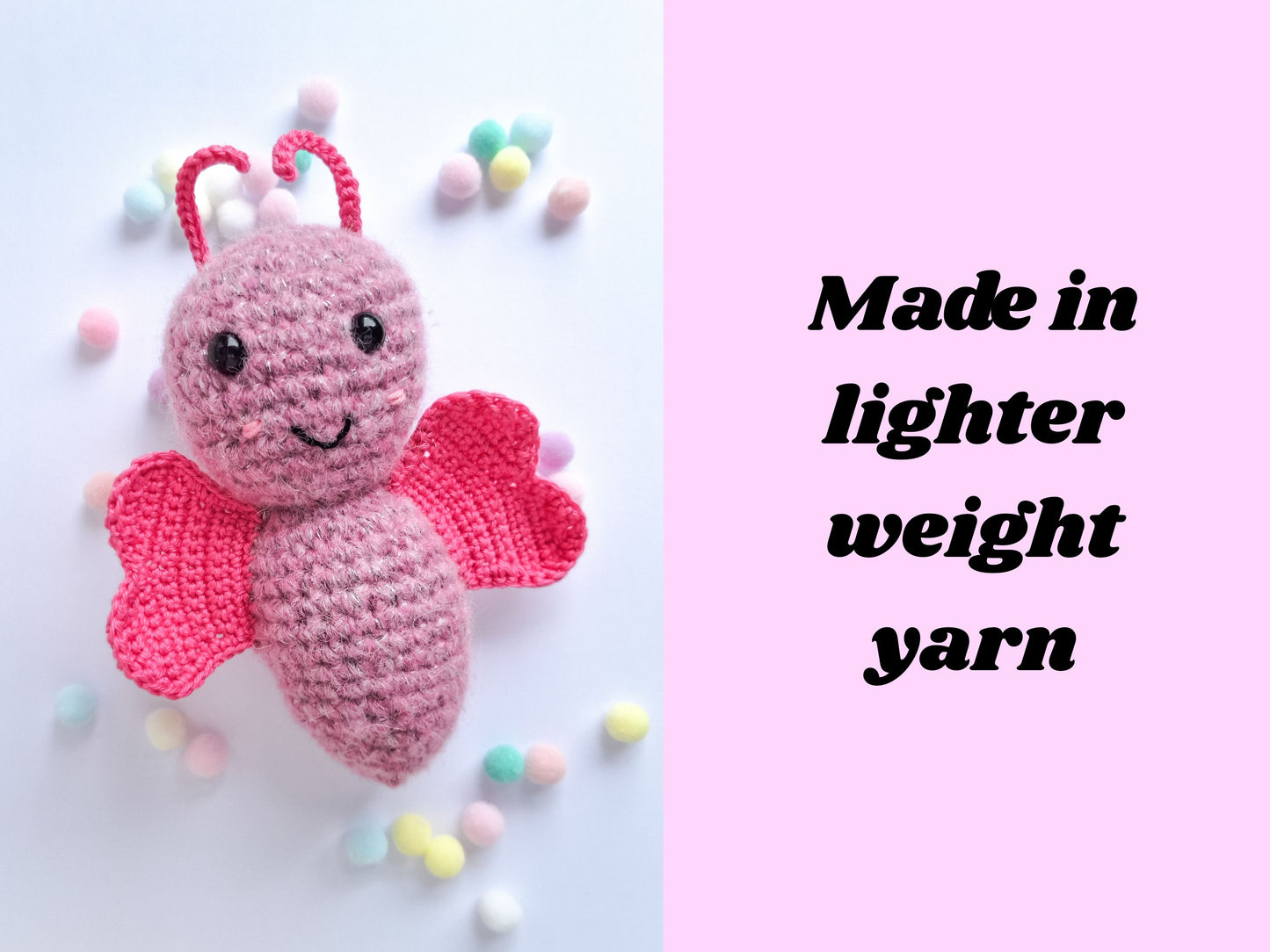 Amigurumi Butterfly crochet pattern - customisable butterfly crochet pattern for beginners