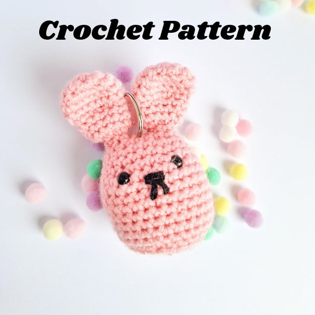 Mini amigurumi bunny crochet pattern - Mellow the mini bunny no sew crochet keychain