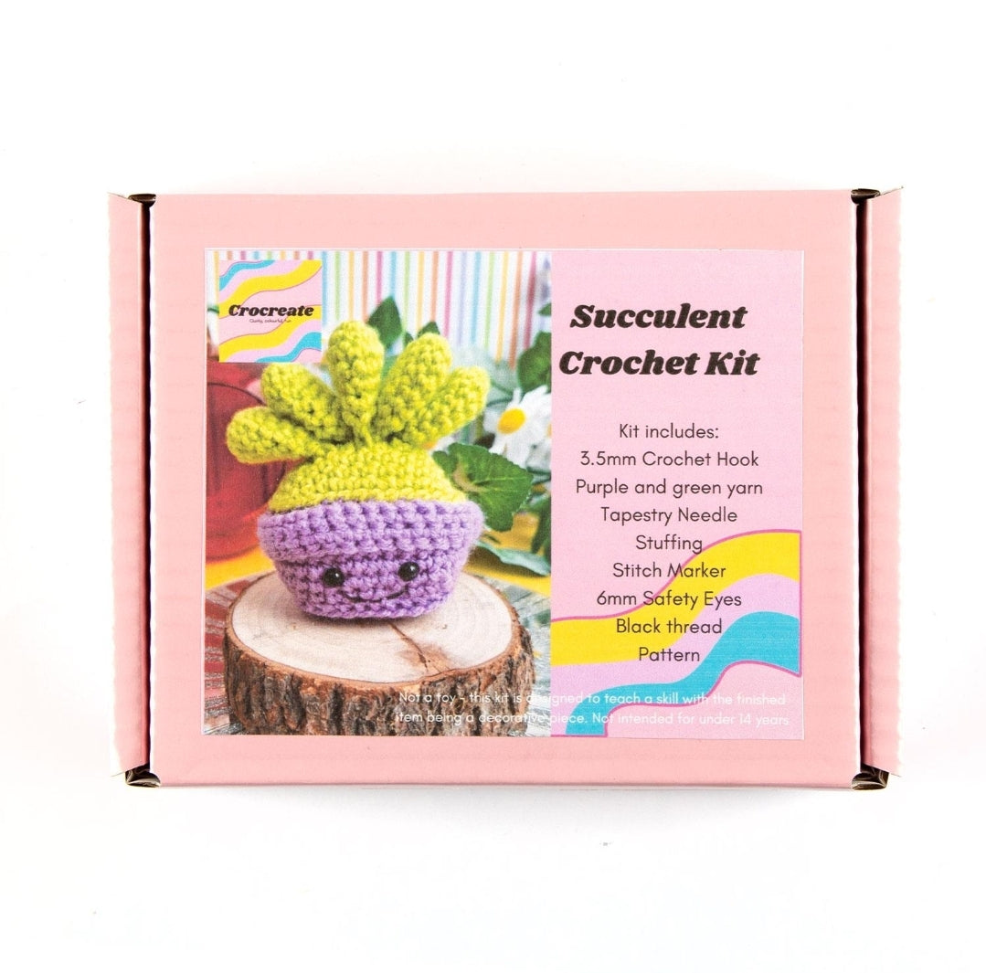 Crochet starter kit for a succulent plant - crochet plant pattern craft kit