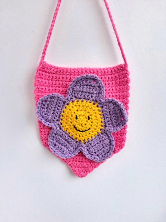 Crochet flower wall hanging crochet pattern - happy flower quick and easy crochet pattern - Digital download only