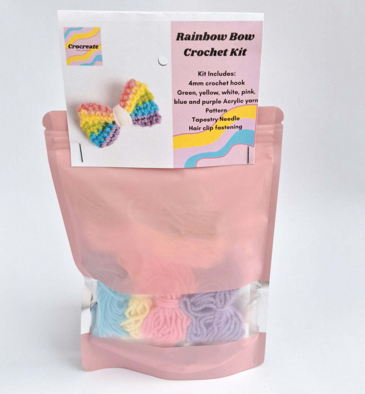 Rainbow bow beginner crochet starter kit