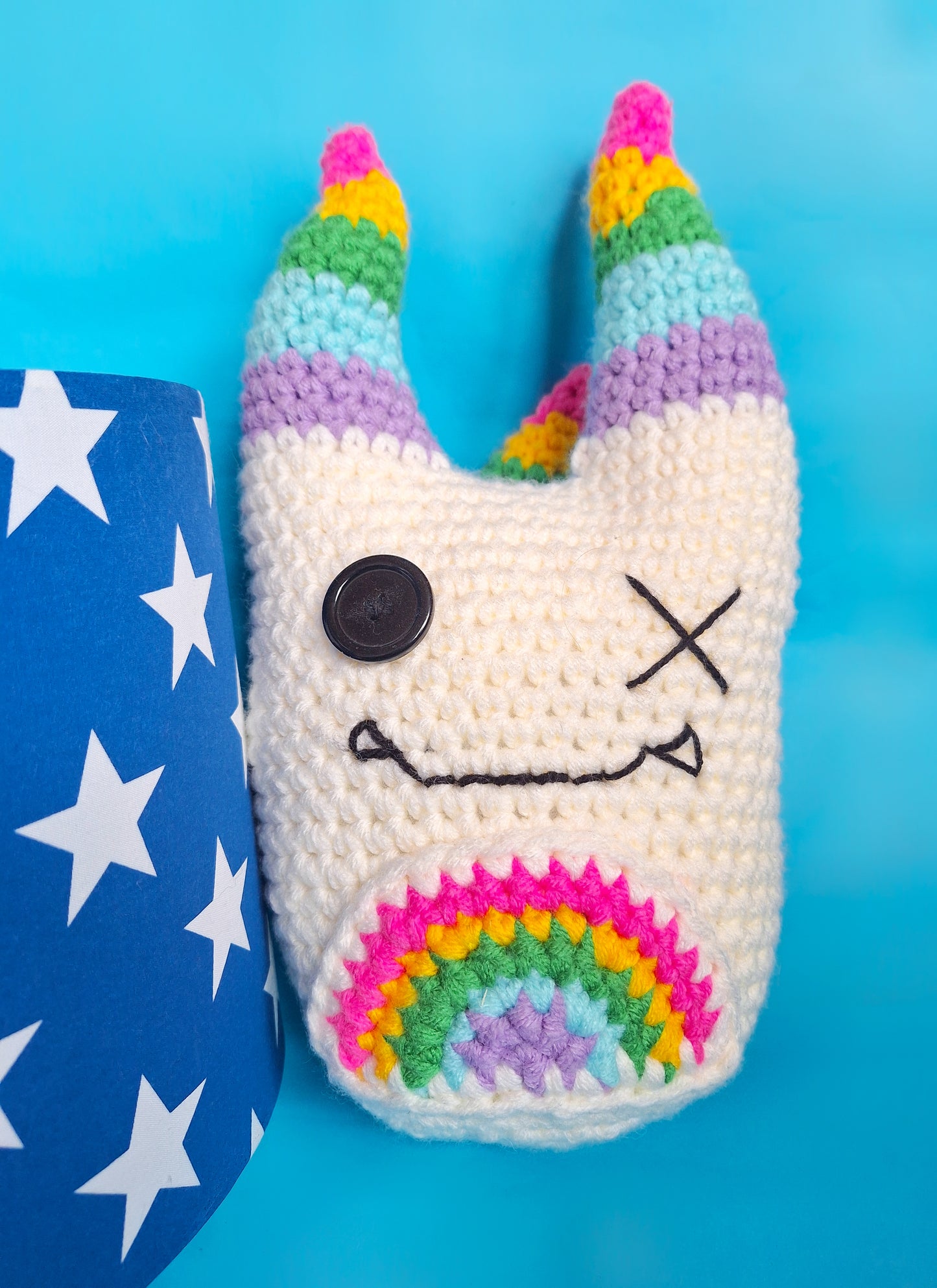 Creepy cute Monster crochet pattern - rainbow crochet amigurumi monster plushie