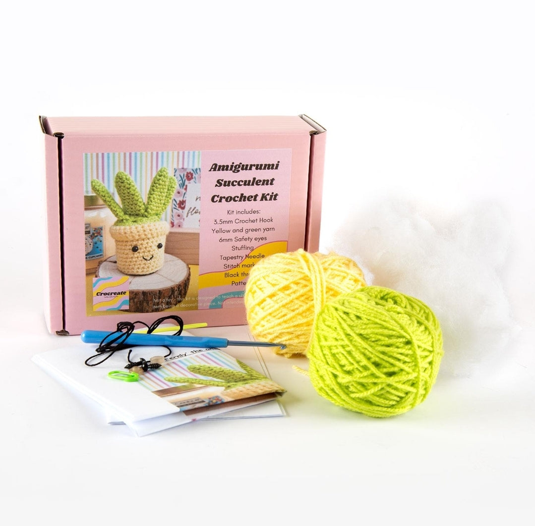 Amigurumi Succulent Crochet Kit - Yellow Plant Pot