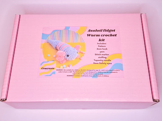 Easy axolotl crochet kit - axolotl fidget toy easy amigurumi kit