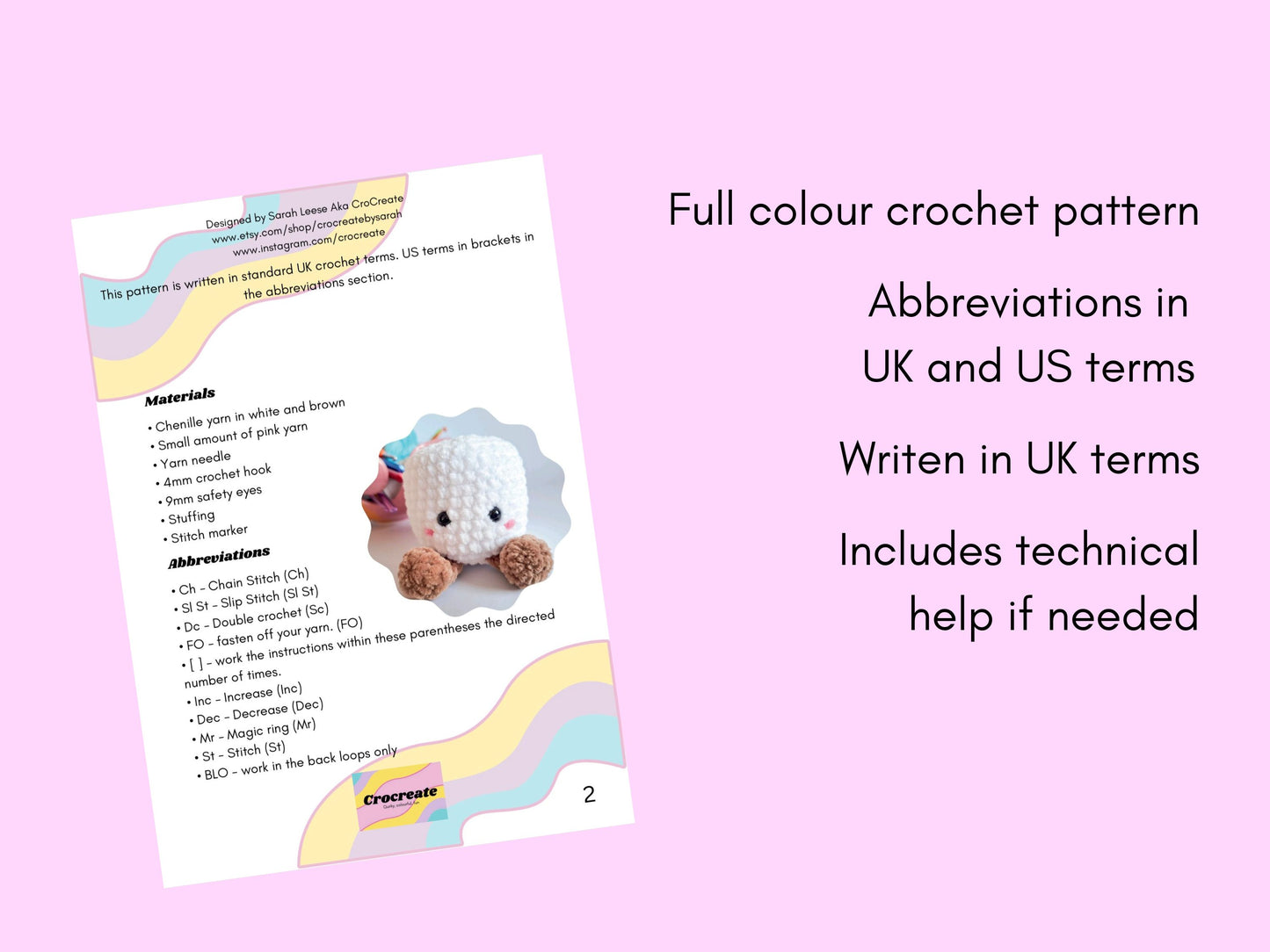 Marshmallow easy crochet pattern - Beginner crochet pattern using just 1 stitch