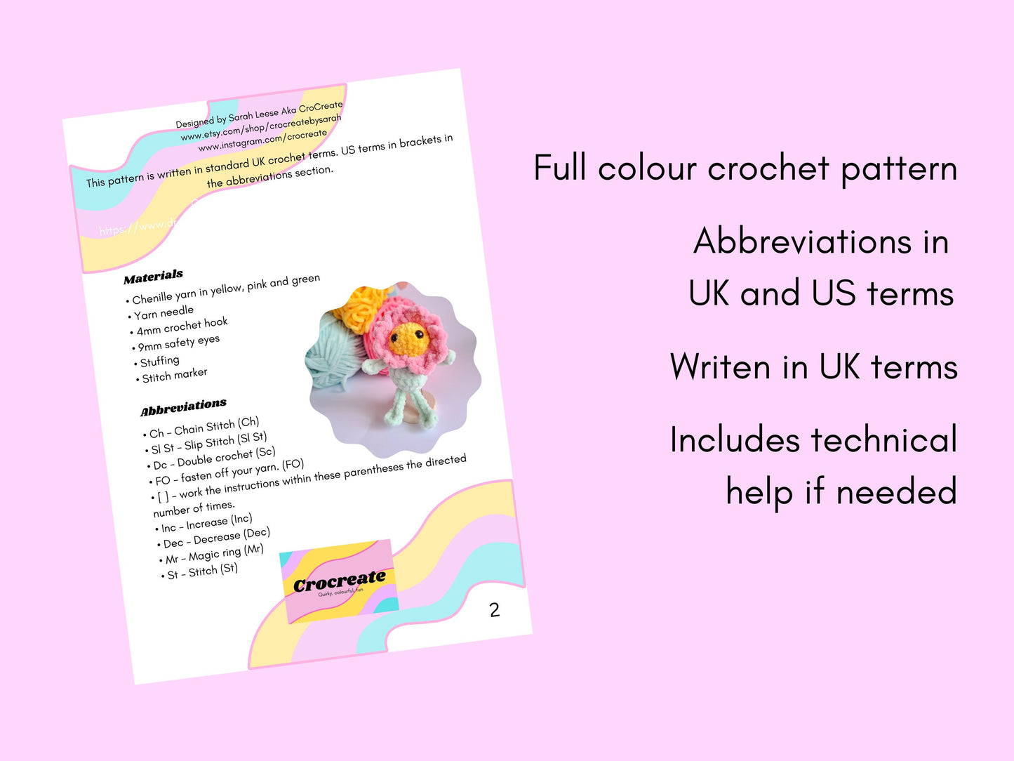 Crochet Flower keychain pattern - quick and easy amigurumi pattern