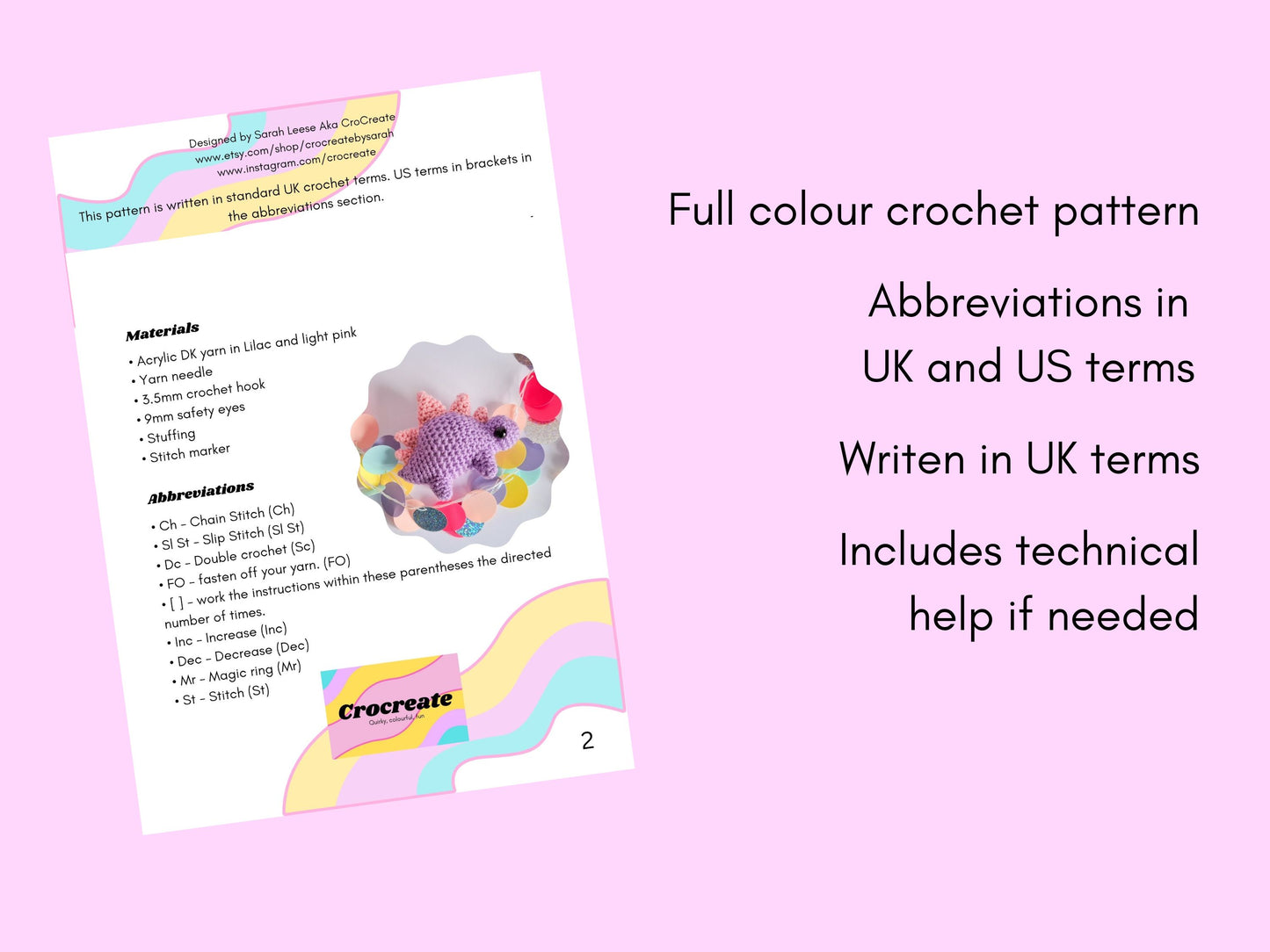 Dinosaur toy crochet pattern